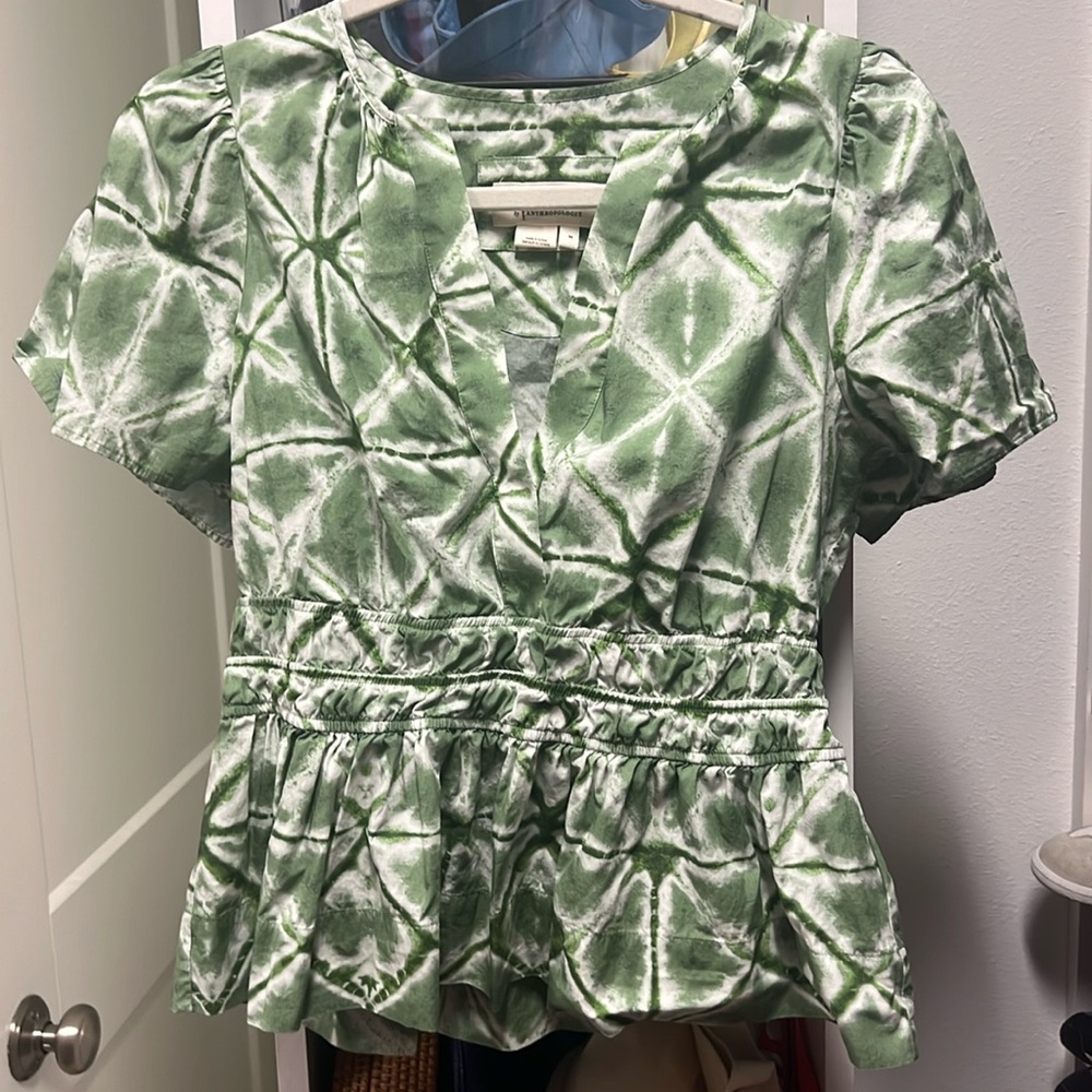 Anthropologie by Anthropologie green tie dye blouse size medium